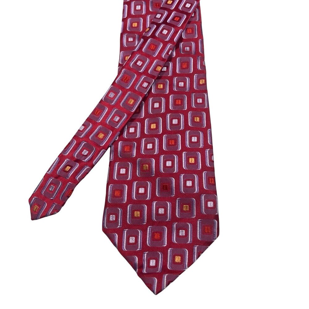 XMI PLATINUM Men's 100% Silk Necktie Handmade USA Designer Geometric LONG 60"